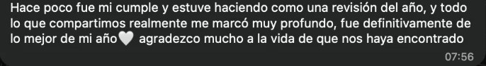 Mensaje de Celina: todo lo que compartimos me marcó muy profundo, fue de lo mejor de mi año